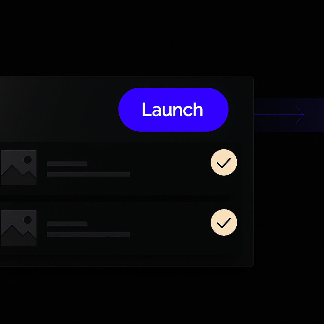 Launch deployment workflow with completion checkmarks
